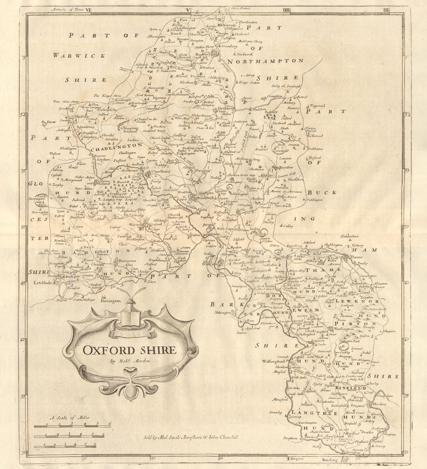 Oxfordshire. 'OXFORD SHIRE' by ROBERT MORDEN from Camden's Britannia 1772 map